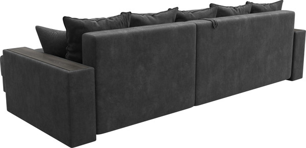 Изображение товара Диван угловой Лига Диванов Лига-050 НПБ универсальный с декором и полкой (велюр Brut 16 темно-серый)