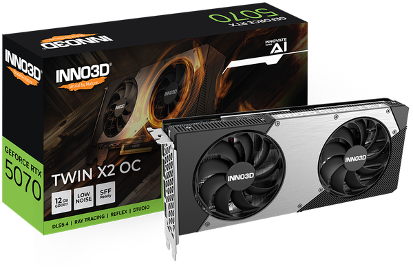 Изображение товара Видеокарта Inno3D GeForce RTX 5070 Twin X2 OC (N50702-12D7X-195064N)