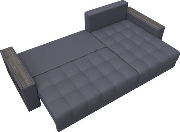 Изображение товара Диван угловой Лига Диванов Лига-050 НПБ универсальный с декором и полкой (экокожа Grifon 15 серый)