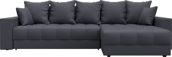 Изображение товара Диван угловой Лига Диванов Лига-050 НПБ универсальный с декором и полкой (экокожа Grifon 15 серый)