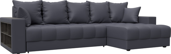 Изображение товара Диван угловой Лига Диванов Лига-050 НПБ универсальный с декором и полкой (экокожа Grifon 15 серый)