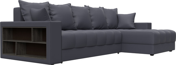Изображение товара Диван угловой Лига Диванов Лига-050 НПБ универсальный с декором и полкой (экокожа Grifon 15 серый)