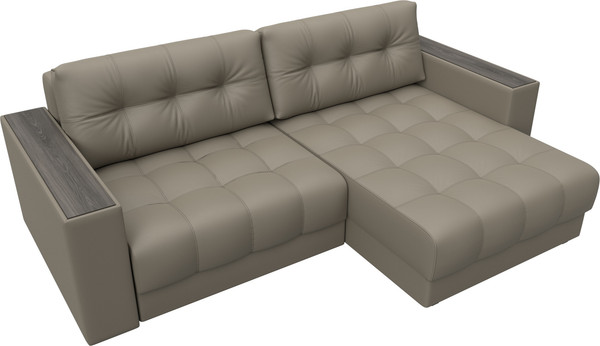 Изображение товара Диван угловой Лига Диванов Лига-049 НПБ универсальный с декором (экокожа Grifon 04 бежевый)