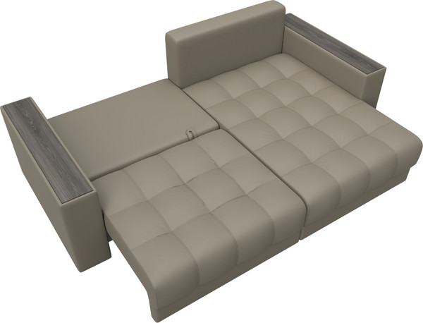 Изображение товара Диван угловой Лига Диванов Лига-049 НПБ универсальный с декором (экокожа Grifon 04 бежевый)