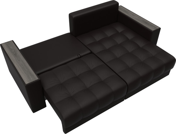 Изображение товара Диван угловой Лига Диванов Лига-049 НПБ универсальный с декором (экокожа Grifon 12 коричневый)