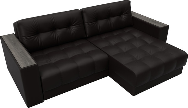 Изображение товара Диван угловой Лига Диванов Лига-049 НПБ универсальный с декором (экокожа Grifon 12 коричневый)