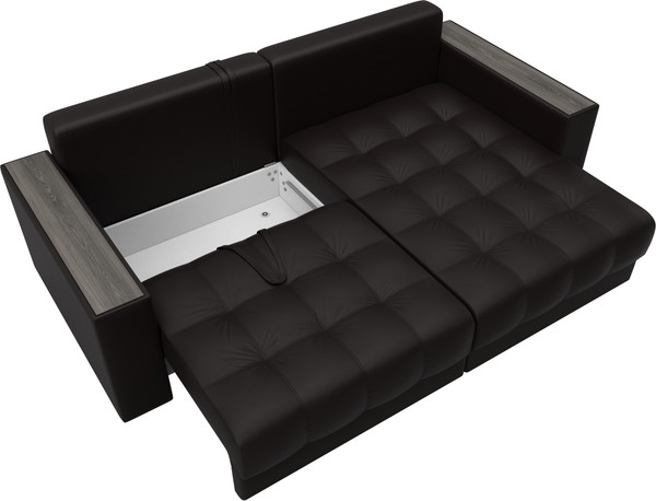 Изображение товара Диван угловой Лига Диванов Лига-049 НПБ универсальный с декором (экокожа Grifon 12 коричневый)