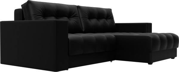Изображение товара Диван угловой Лига Диванов Лига-049 НПБ универсальный с декором (экокожа Grifon 18 черный)