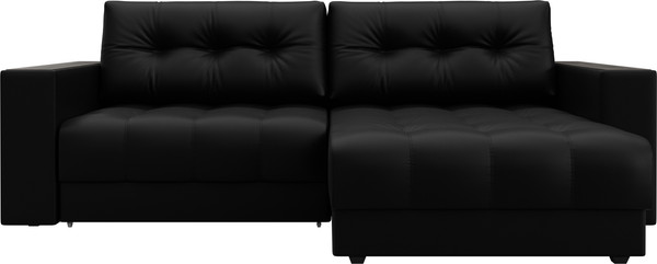 Изображение товара Диван угловой Лига Диванов Лига-049 НПБ универсальный с декором (экокожа Grifon 18 черный)