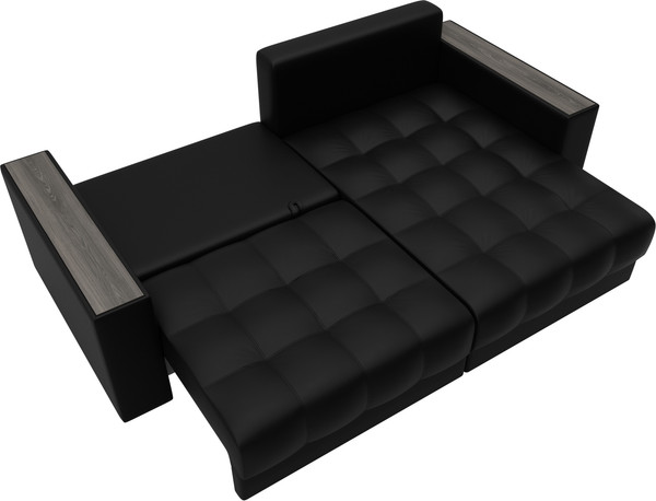 Изображение товара Диван угловой Лига Диванов Лига-049 НПБ универсальный с декором (экокожа Grifon 18 черный)