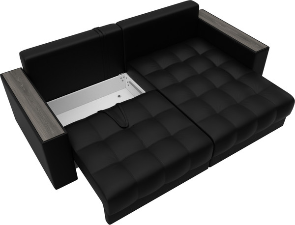 Изображение товара Диван угловой Лига Диванов Лига-049 НПБ универсальный с декором (экокожа Grifon 18 черный)