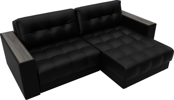 Изображение товара Диван угловой Лига Диванов Лига-049 НПБ универсальный с декором (экокожа Grifon 18 черный)