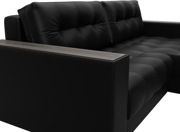 Изображение товара Диван угловой Лига Диванов Лига-049 НПБ универсальный с декором (экокожа Grifon 18 черный)
