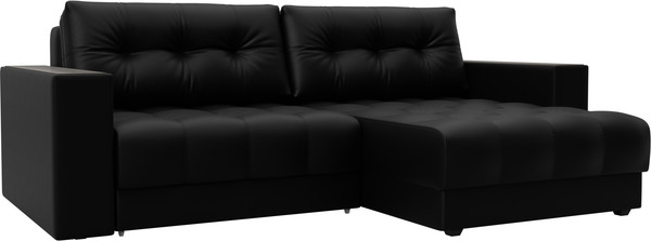 Изображение товара Диван угловой Лига Диванов Лига-049 НПБ универсальный с декором (экокожа Grifon 18 черный)