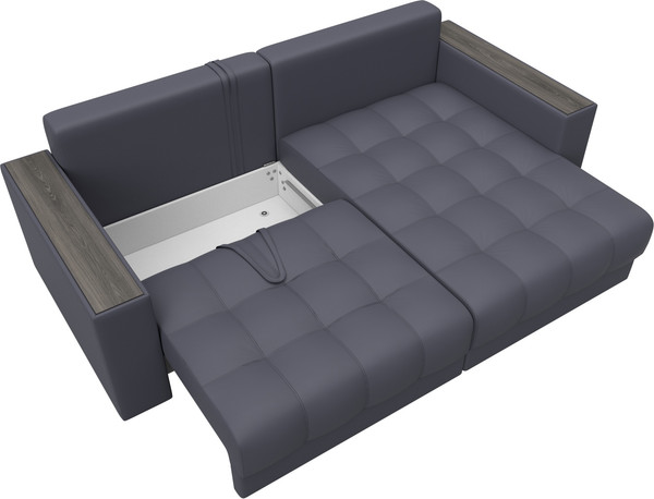 Изображение товара Диван угловой Лига Диванов Лига-049 НПБ универсальный с декором (экокожа Grifon 15 серый)