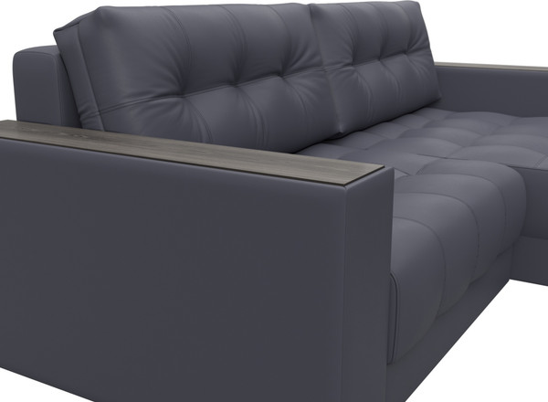 Изображение товара Диван угловой Лига Диванов Лига-049 НПБ универсальный с декором (экокожа Grifon 15 серый)