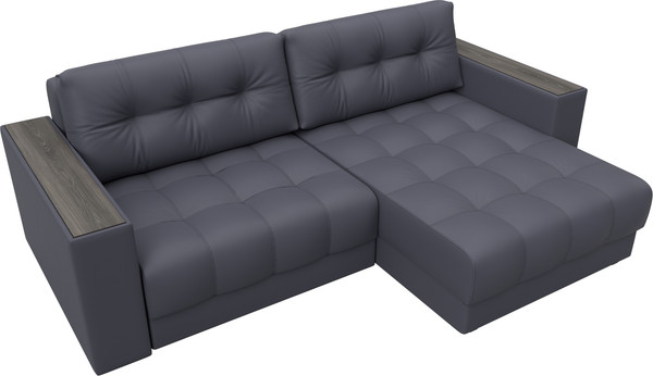 Изображение товара Диван угловой Лига Диванов Лига-049 НПБ универсальный с декором (экокожа Grifon 15 серый)