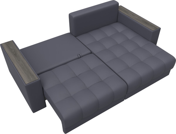 Изображение товара Диван угловой Лига Диванов Лига-049 НПБ универсальный с декором (экокожа Grifon 15 серый)