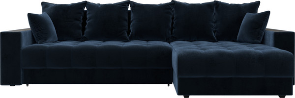 Изображение товара Диван угловой Лига Диванов Лига-050 НПБ универсальный с декором и полкой (велюр Tower 13 синий)