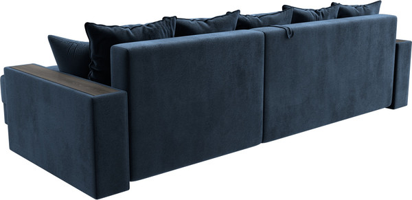 Изображение товара Диван угловой Лига Диванов Лига-050 НПБ универсальный с декором и полкой (велюр Tower 13 синий)