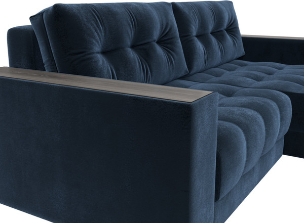 Изображение товара Диван угловой Лига Диванов Лига-049 НПБ универсальный с декором (велюр Tower 13 синий)