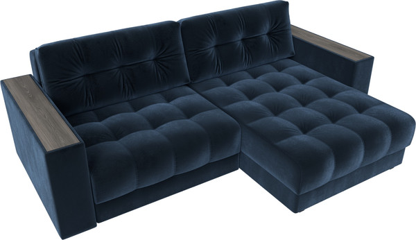 Изображение товара Диван угловой Лига Диванов Лига-049 НПБ универсальный с декором (велюр Tower 13 синий)