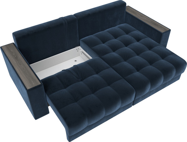 Изображение товара Диван угловой Лига Диванов Лига-049 НПБ универсальный с декором (велюр Tower 13 синий)