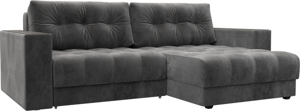 Изображение товара Диван угловой Лига Диванов Лига-049 НПБ универсальный с декором (велюр Tower 10 серый)
