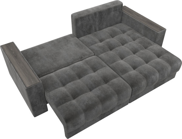 Изображение товара Диван угловой Лига Диванов Лига-049 НПБ универсальный с декором (велюр Tower 10 серый)