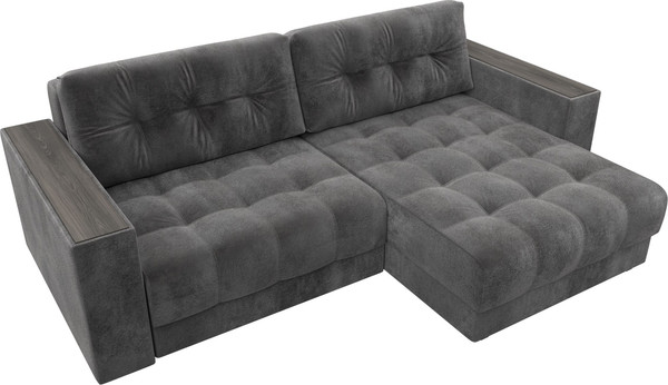 Изображение товара Диван угловой Лига Диванов Лига-049 НПБ универсальный с декором (велюр Tower 10 серый)
