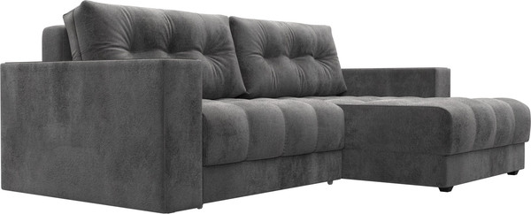 Изображение товара Диван угловой Лига Диванов Лига-049 НПБ универсальный с декором (велюр Tower 10 серый)