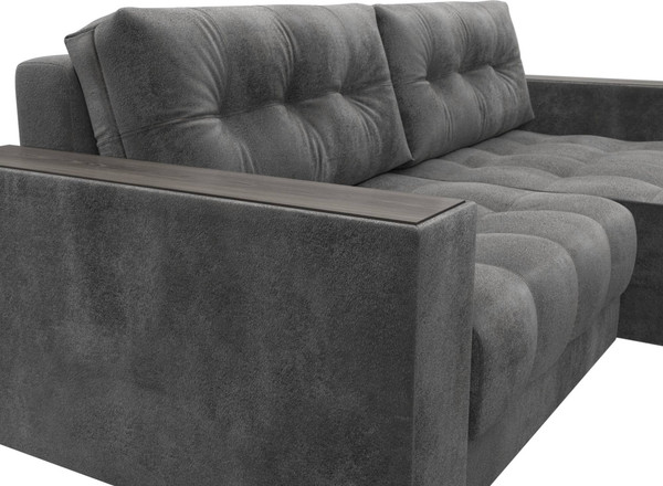 Изображение товара Диван угловой Лига Диванов Лига-049 НПБ универсальный с декором (велюр Tower 10 серый)