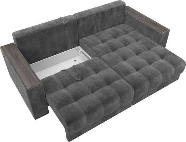 Изображение товара Диван угловой Лига Диванов Лига-049 НПБ универсальный с декором (велюр Tower 10 серый)