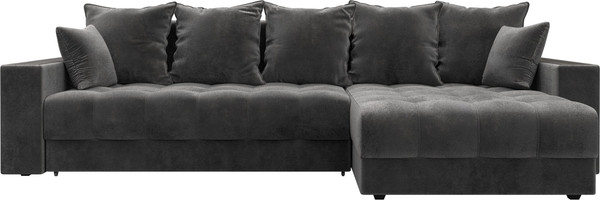 Изображение товара Диван угловой Лига Диванов Лига-050 НПБ универсальный с декором и полкой (велюр Tower 10 серый)
