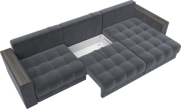 Изображение товара Диван угловой Лига Диванов Лига-049 НПБ Лонг угол универсальный с декором (велюр Seven 17 серый)