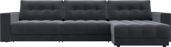 Изображение товара Диван угловой Лига Диванов Лига-049 НПБ Лонг угол универсальный с декором (велюр Seven 17 серый)