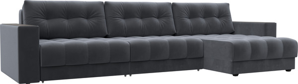 Изображение товара Диван угловой Лига Диванов Лига-049 НПБ Лонг угол универсальный с декором (велюр Seven 17 серый)
