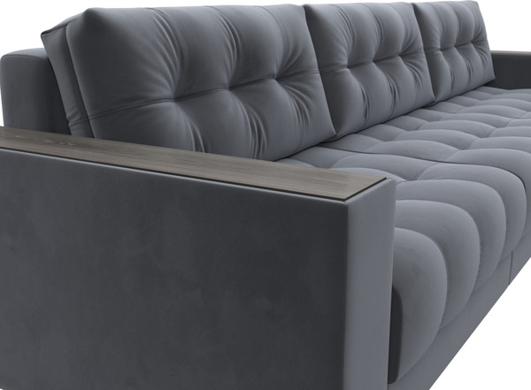 Изображение товара Диван угловой Лига Диванов Лига-049 НПБ Лонг угол универсальный с декором (велюр Seven 17 серый)