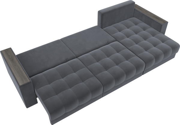 Изображение товара Диван угловой Лига Диванов Лига-049 НПБ Лонг угол универсальный с декором (велюр Seven 17 серый)