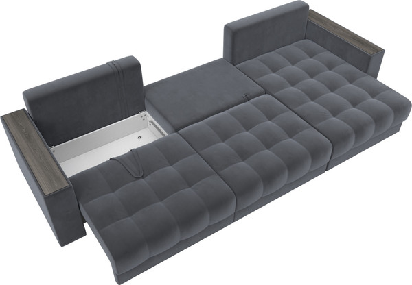 Изображение товара Диван угловой Лига Диванов Лига-049 НПБ Лонг угол универсальный с декором (велюр Seven 17 серый)