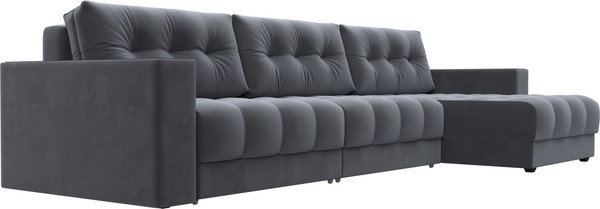 Изображение товара Диван угловой Лига Диванов Лига-049 НПБ Лонг угол универсальный с декором (велюр Seven 17 серый)