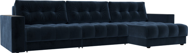 Изображение товара Диван угловой Лига Диванов Лига-049 НПБ Лонг универсальный с декором (велюр Tower 13 синий)