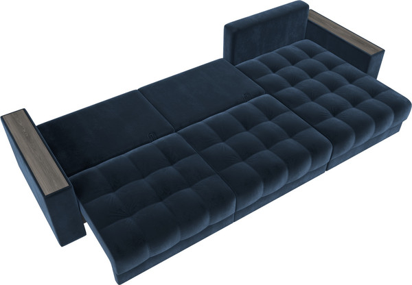 Изображение товара Диван угловой Лига Диванов Лига-049 НПБ Лонг универсальный с декором (велюр Tower 13 синий)