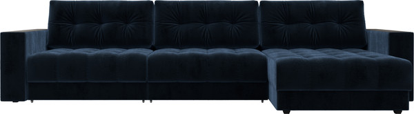 Изображение товара Диван угловой Лига Диванов Лига-049 НПБ Лонг универсальный с декором (велюр Tower 13 синий)