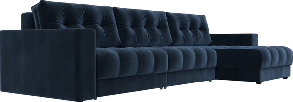 Изображение товара Диван угловой Лига Диванов Лига-049 НПБ Лонг универсальный с декором (велюр Tower 13 синий)