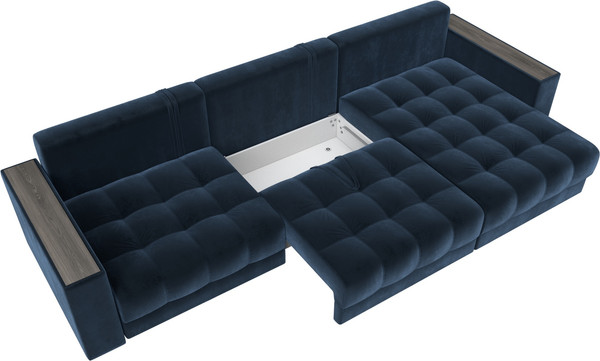 Изображение товара Диван угловой Лига Диванов Лига-049 НПБ Лонг универсальный с декором (велюр Tower 13 синий)