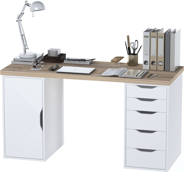 Изображение товара Письменный стол Mio Tesoro Ингар 2/5/DV (дуб беленый/белый)