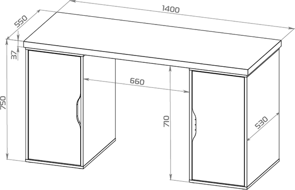 Изображение товара Письменный стол Mio Tesoro Ингар 2/DV/DV (дуб беленый/серый/бирюзовый)