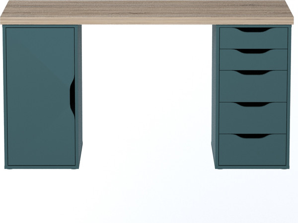 Изображение товара Письменный стол Mio Tesoro Ингар 2/5/DV (дуб беленый/серый/бирюзовый)