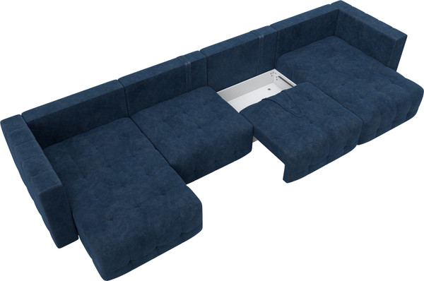 Изображение товара Диван П-образный Лига Диванов Лига-052 НПБ Лонг (велюр Brut 11 синий)
